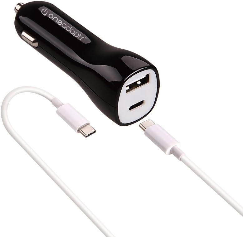 OneAdaptr Evri Car - 45W USB-C & USB Car Charger - Dual Slot USB-C for New MacBook Pro & PC Laptops - Asus, Razer, HP, Lenovo & More