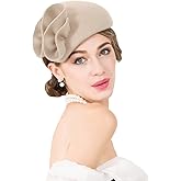 HIMESPORT 100% Wool Felt Fascinator Hats for Women Ladies Church Cocktail Tea Party Dress Pillbox Hat
