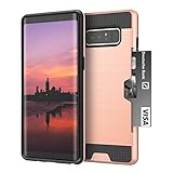 Vmini Samsung Galaxy Note 8 Case, Note 8 Shockproof Case with Slim Dual Layer Wallet Design and Card Slot Holder, Drawing Cover Design, Rose Gold