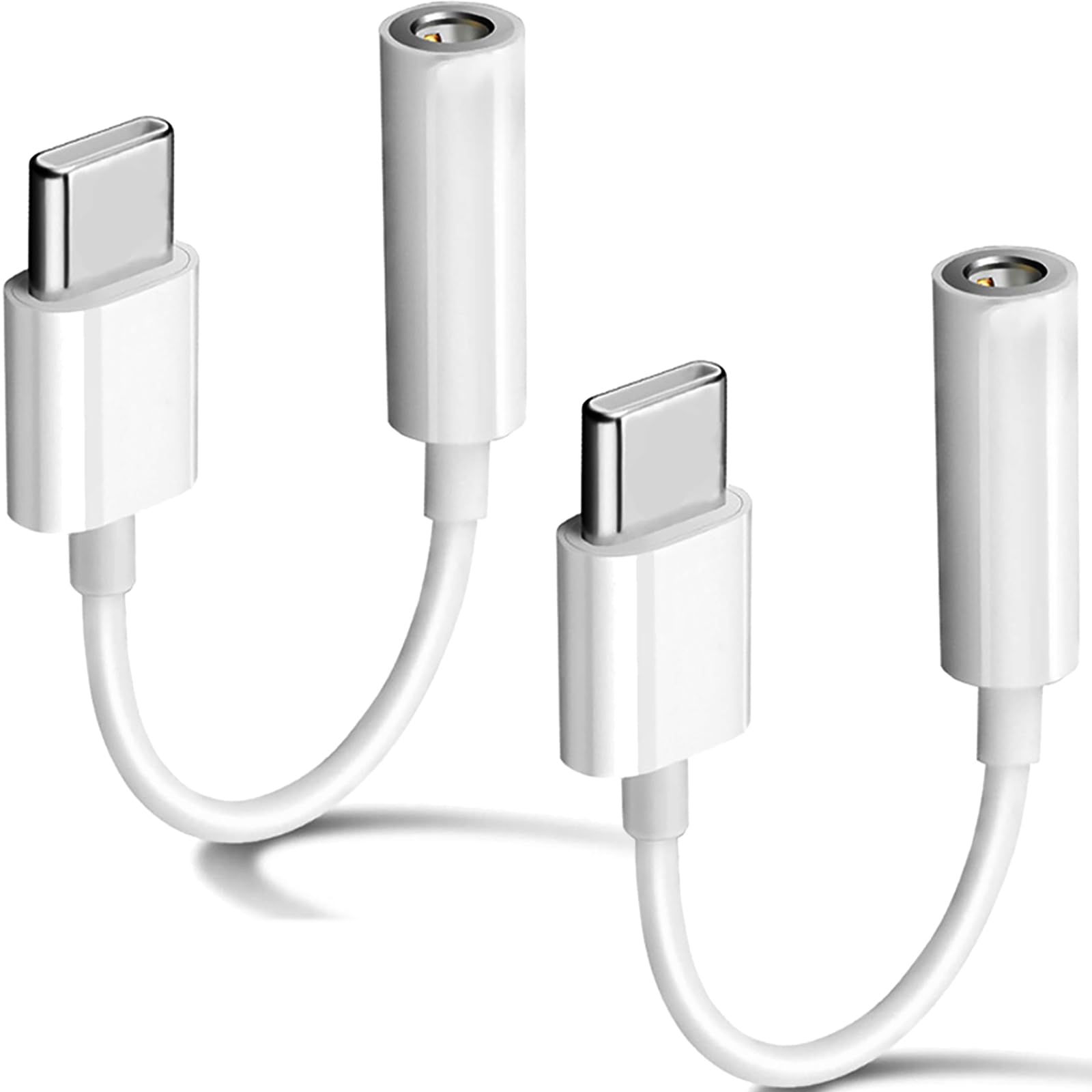 2 Pack USB C to 3.5mm Headphone Jack Adapter Type C Port Audio Aux Cable Dongle Compatible with iPhone 17/16/15/15 Plus/15 Pro/15 Pro Max/iPad/Pixel, Samsung Galaxy S23 S22 S21 S20 Ultra Z Flip/Note