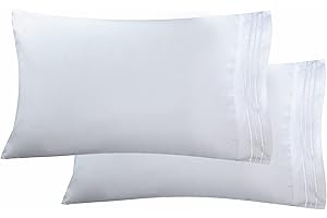 Elegant Comfort Luxury Ultra-Soft 2-Piece Pillowcase Set - 1500 Premium Hotel Quality Microfiber Double Brushed - Wrinkle Resistant, Standard/Queen, White