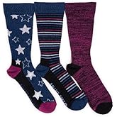 MUK LUKS womens 3 Pack Cotton Compression Crew Socks