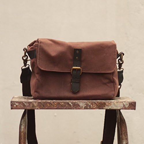 Handmade Waxed Canvas Compact Camera Messenger Bag - Brown