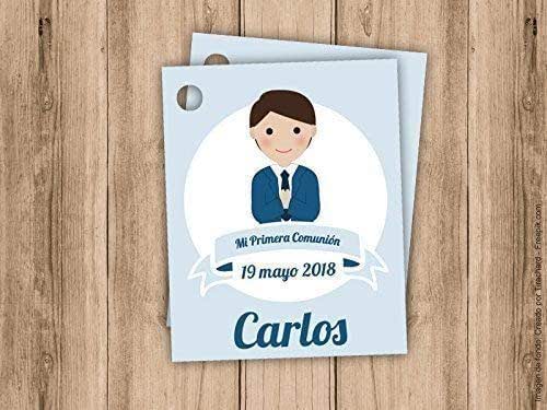 Etiqueta para detalle de Primera Comunión niño. Pack 25 udes. Detalles