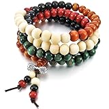 Inblue Sandalwood Bracelet Link Necklace Chain, Multicolor, 8mm
