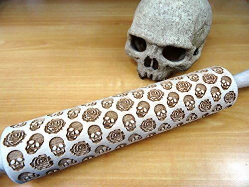 Big skull and roses pattern rolling pins and cookie cutter