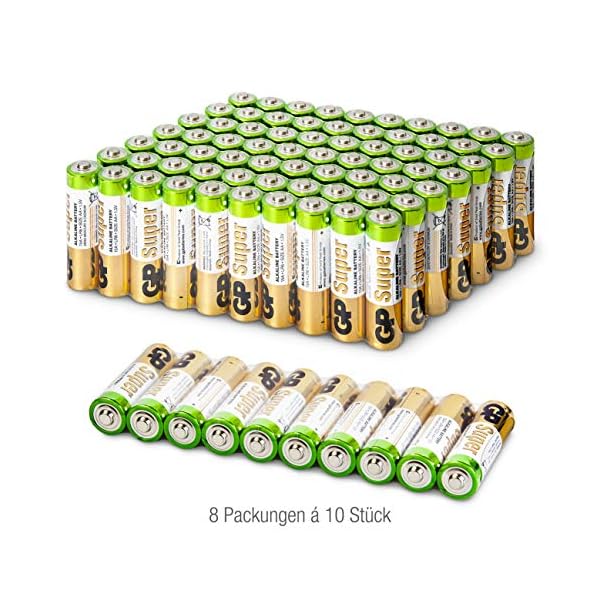 GP Batterien AA 1,5V Super Alkaline Longlife G-TECH Technologie, Vorratspack mit 80 Stück Mignon AA Batterien – Bild 7