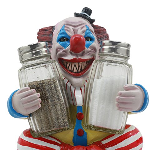 Ebros Halloween IT Killer Mannequin Pennywise Clown Salt and Pepper Shakers Holder Figurine Set 5.5