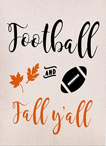Dyrenson Home Decorative Football and Fall Yall Garden Flag Double Sided, Autumn Leaves Quote House Yard Flag, Funny Decorative Flag with Saying, Garden Yard Decorations, Seasonal Outdoor Flag 12 x 18