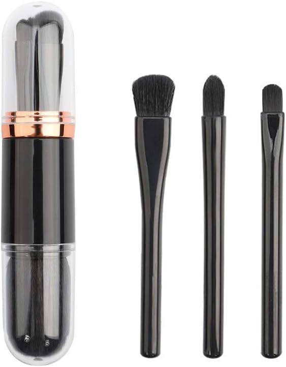 4 in 1 Retractable Makeup Brushes, Tenmon Cosmetic Beauty Makeup Minerals Powder Brush Travel Retractable Kabuki Brush,Foudation Blush Brush Cosmetic Tool (Golden)