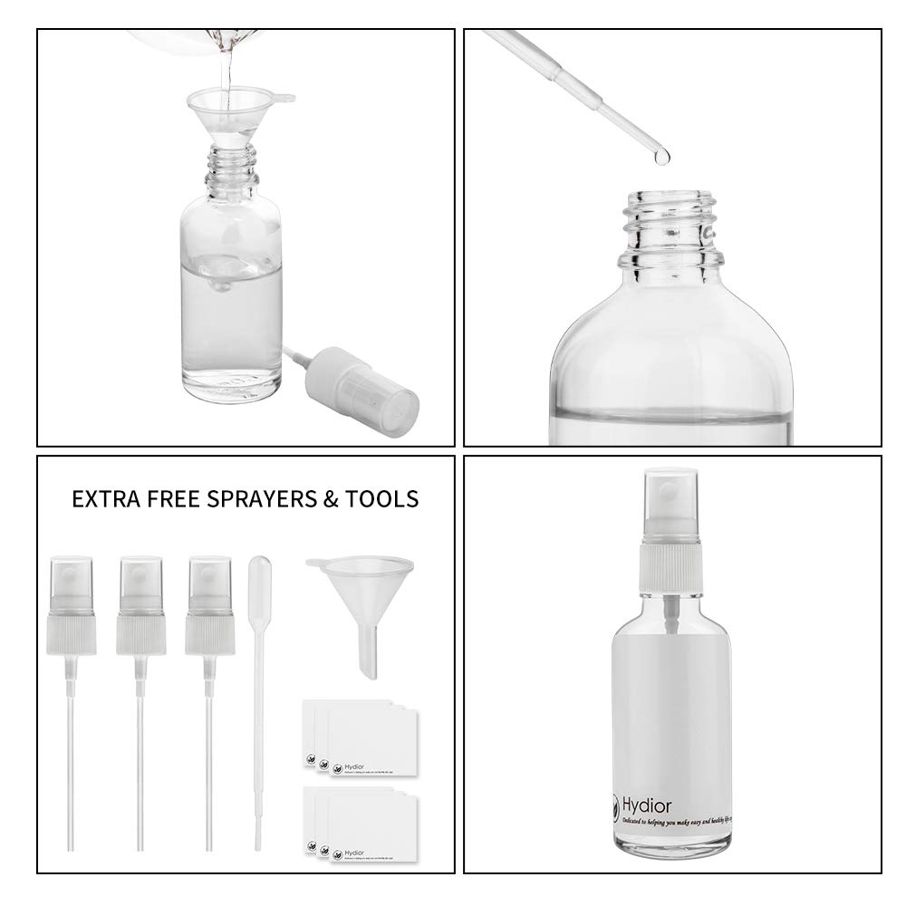 2oz Clear Glass Spray Bottles for Essential Oils, Small Spray Bottle with Plastic Sprayer - Set of 3 : Beauty