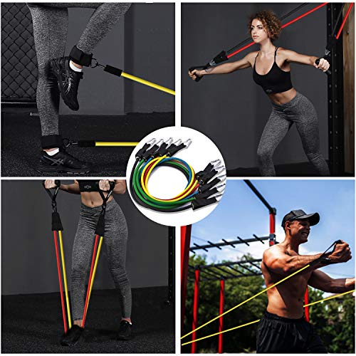 Yarrashop Resistance Bands Set, 12pcs Pull Up Exercise Bands Set Men/Women Home Gym Stretch Training Workout Bands with Handle & Door Anchor & Ankle Straps for Fitness,Yoga, Pilates (100BLS)