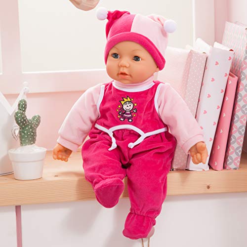 Bayer Design 94682AA Hello Baby Funktionspuppe, spricht, bewegt den Mund, interaktive Puppe, Babypuppe, mit Zubehör, 46 cm, rosa – Bild 6