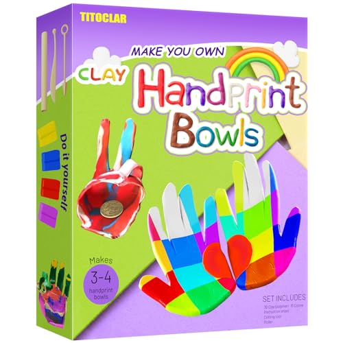 Titoclar Make Your Own Clay Handprint Bowls - Arts & Crafts for Kids Ages 4-8 6-8 8-12, Idea Gifts for Girl Boy Kids, Toys for Kids,Crafts for Girls Christmas Crafts Toys Birthday Gifts