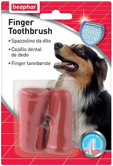 Beaphar 2U Finger Toothbrush, Black/White, 1 unidad (Paquete de 1)