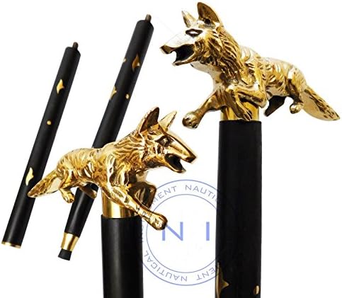 Historicalmuseum Solid Brass Walking Stick FOX Skull Head Cane Victorian Wooden Rose Wood Cane