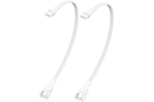 ELFJMZP PC Chassis Channel Fan Motherboard 2510 4P Male to 1PCS 2510 4P Female Fan Adaptor Cable White, Compatible with Speed Control and Signal Function (RPM/Alarm) 26cm/10.5 in (Pack of 2)
