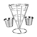HoststyleZ French Fries Holder, Stainless Steel Party Platter, Serving Trays for parties Cone Fries Popcorn Vegetables Fruit with Double Sauce Dishes