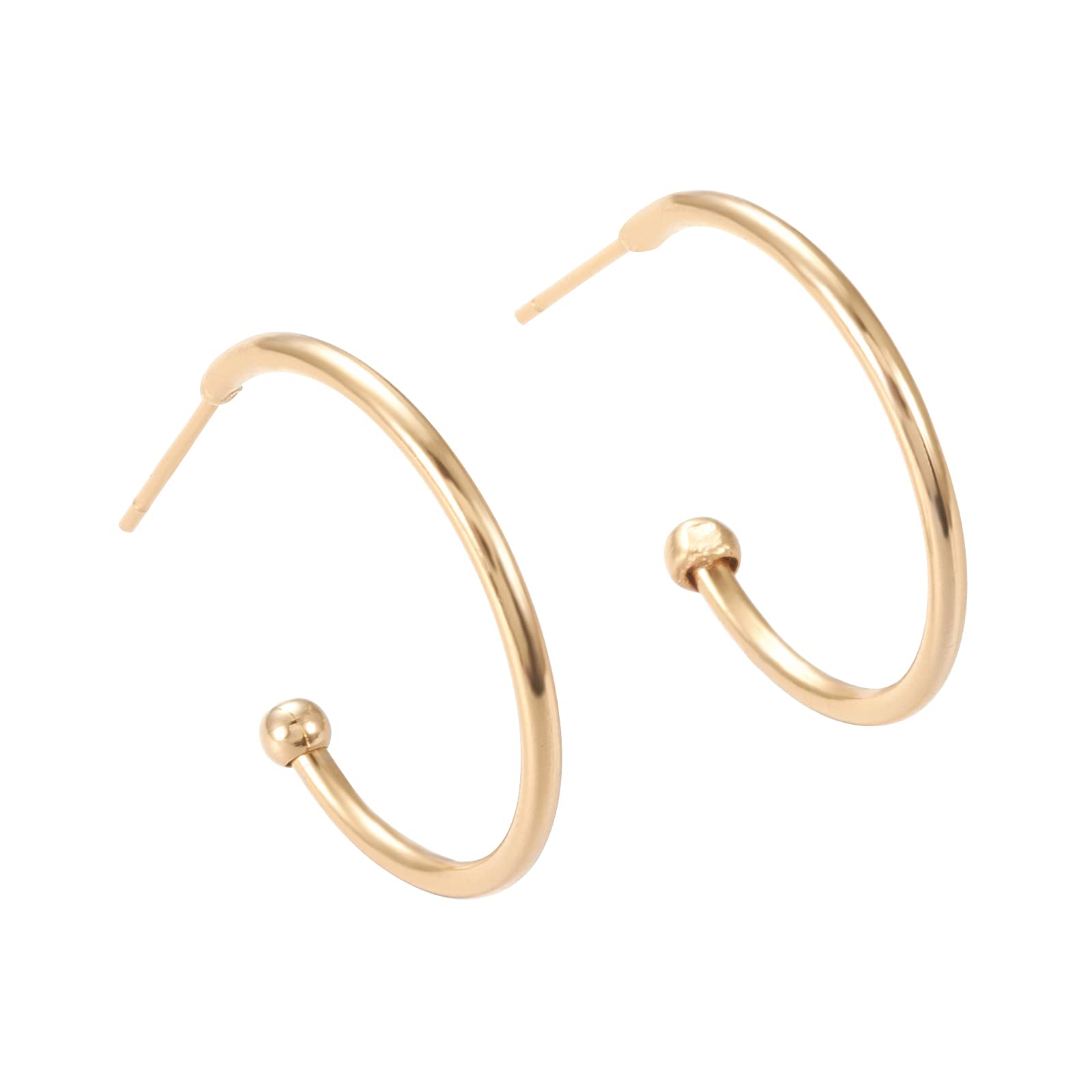 BENECREAT 6 Pairs 18K Gold Plated Half Hoop Earrings Round Earring Hoops for DIY Jewelry Making