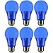 Sunlite 40468 LED A19 Colored Light Bulb, 3 Watts (25w Equivalent), E26 Medium Base, Non-Dimmable, UL Listed, Party Decoration, Holiday Lighting, 6 Count, Blue