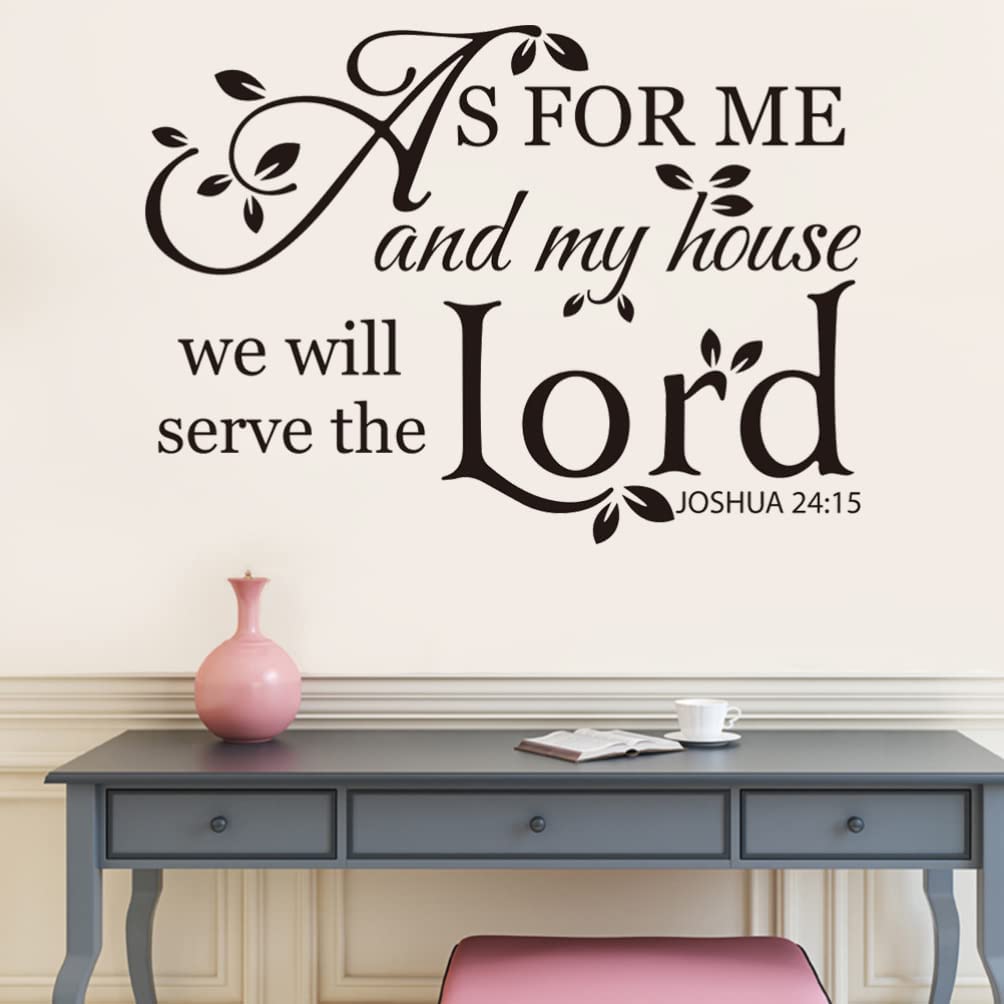 Artibetter As for Me and My House Wall Art Sticker, We Will Serve The Lord Vinyl Decal Sticker, Removable Bible Vinyl Wall Decals for Bedroom, Living Room, Religious Themed Home Decor