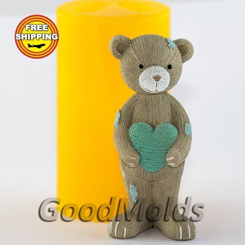 Soap Mold Knitted teddy bear with a heart Silicone Molds animal Mold Mold for Soap