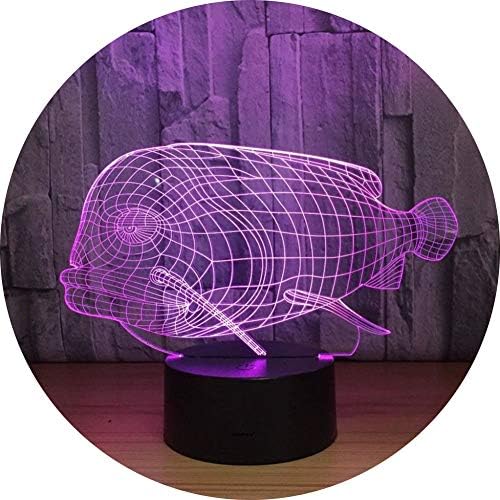 3D Night Light Fish Model 7 Color Change USB Touch Button Intelligent Remote Control Kids Bedside Lamp