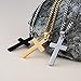 Aienid Mens Cross Necklace Silver Women Stainless Steel Pendant Necklace Long Chain for Men 24 Inches