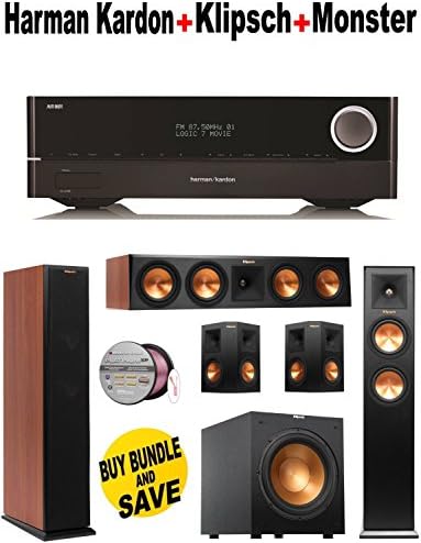 Harman Kardon-AVR1710 + 2 Klipsch-RP250FCH + Klipsch-RP440CCH + 2 Klipsch-RP240SBK + Klipsch-R10SW + Monster Cable-PLATXPMS50 Bundle