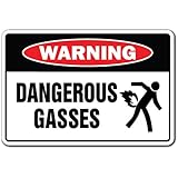 Dangerous Gases Warning Sign | Indoor/Outdoor | Funny Home Décor for Garages, Living Rooms, Bedroom, Offices | SignMission Gag Novelty Gift Funny Fart Farting Pass Gas Stink Sign Decoration