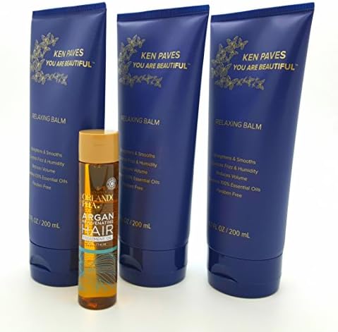 Pack of 3 Ken Paves Relaxing Balm 6.7 Fl Oz Plus Argan Oil Helps Reduce Frizz