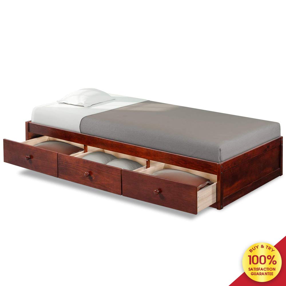 Best Oak Platform Storage Bed Frame With Drawers