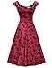 MUXXN Womens 1950s Scoop Neck Off Shoulder Cocktail Dress(XL,Burgundy)