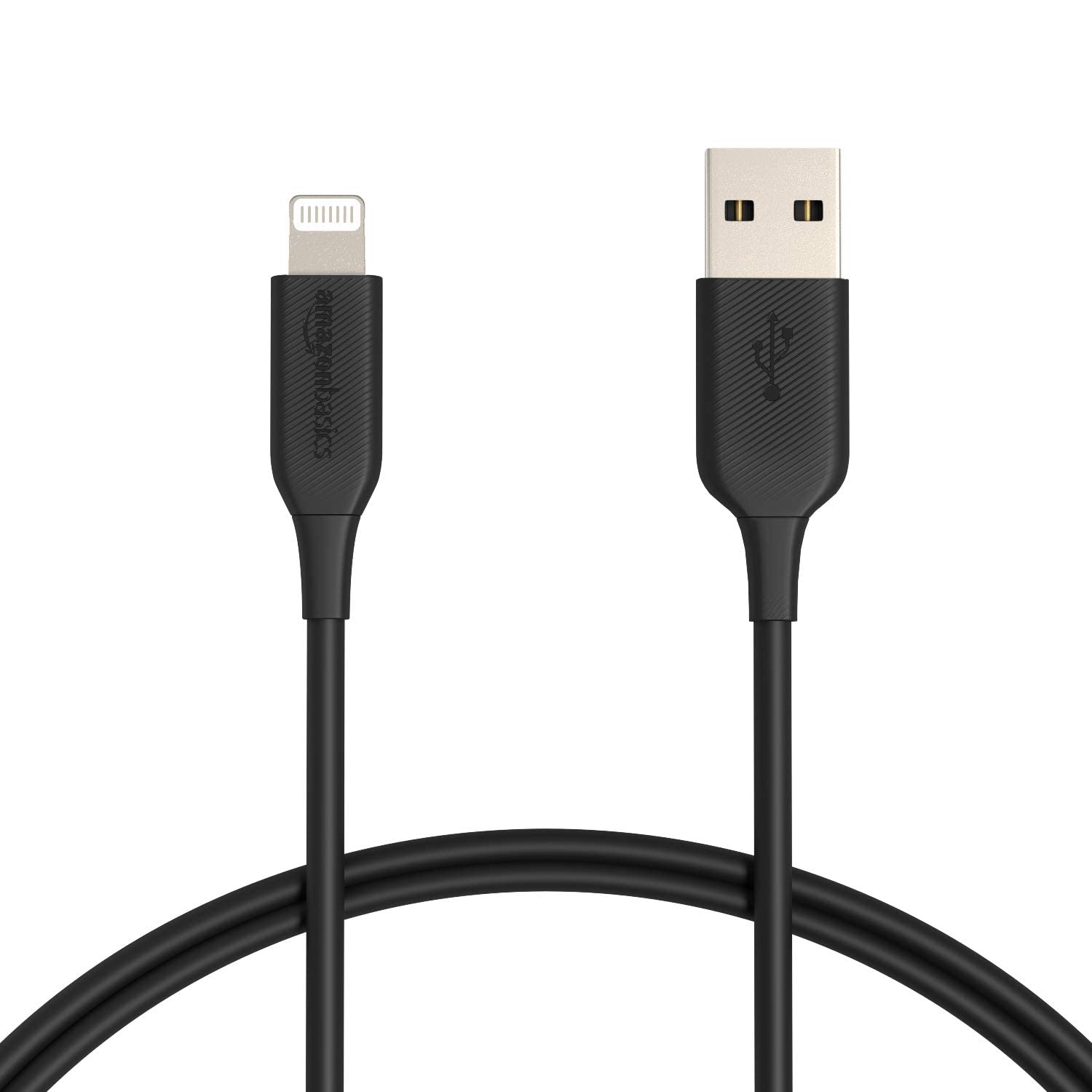 Amazon Basics - 2-Pack USB-A to Lightning ABS Charger Cable, MFi Certified for Apple iPhone 14 13 12 11 X Xs Pro, Pro Max, Plus, iPad, 0.9 m, Black