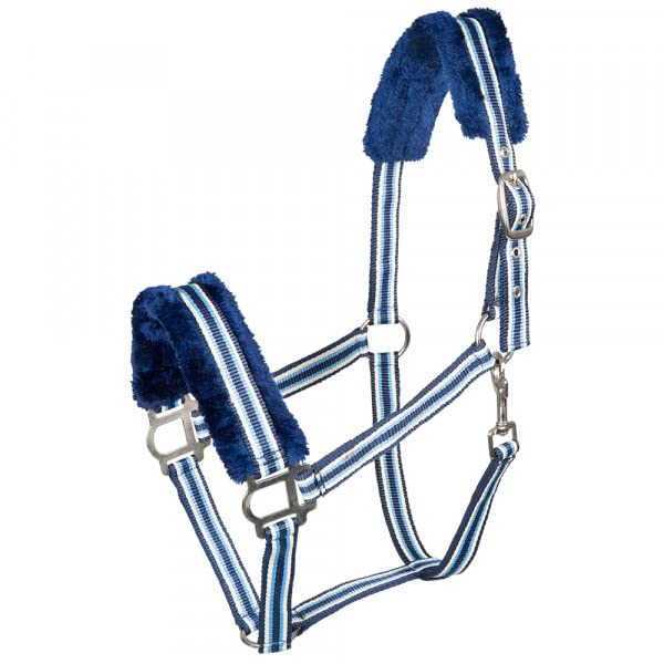 PFIFF Plastic holder with faux fur underlay, blue/light blue cob