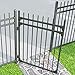 XCEL - Black Steel Anti-Rust Fence Gate - Flat End Pickets - 4ft W x 5ft H - Easy Installation Kit, for Residential, Outdoor, Yard, Patio, Entry Way, on Soil or Concrete, 3-Rail Metal Gate