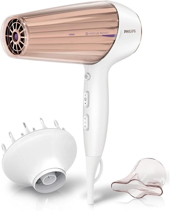 MoistureProtect Haartrockner - 2300W, Ionisierungsfunktion, 6 Hitze- und Geschwindigkeitsstufen, inkl. Diffusor & Stylingdüse (Modell HP8280/00)