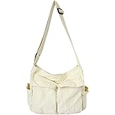 KlaOYer Canvas Messenger Bag Large Hobo Bag Crossbody Shoulder Bag Tote Bag with Pocket for Women and Men