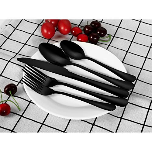 image for Deedro Black Silverware Set - 20 Pieces Black Flatware Set, Stainless 