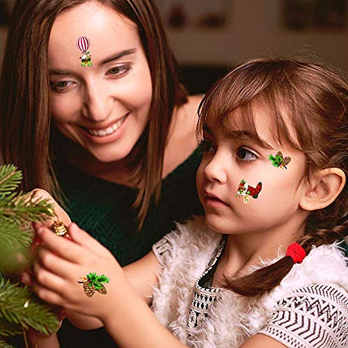 Dream Loom 20 Sheets Christmas Tattoos,Temporary Tattoos for Kids with 100 Xmas Patterns,Fake Stickers Face Body Tattoos, Holiday Party Supplies Favors Stocking Stuffers - Thumbnail 5