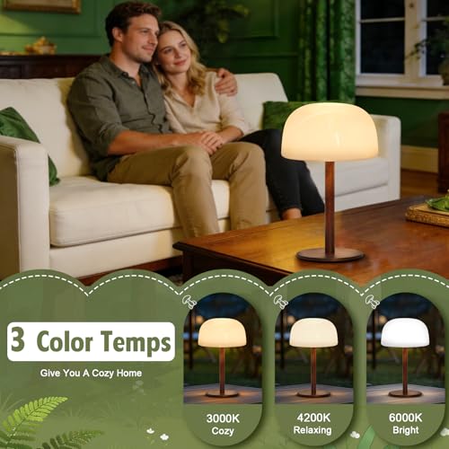 Tobeape 10000mAh Table Lamp Rechargeable, IP65 Waterproof Shower Lamp for Bathroom, Bedside Lamp with 3 Color Temps, Portable Cordless Touch Lamp Dimming for Bedroom Restaurant Patio Garden Outdoor