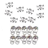 Unique Nail Art Set of 20pcs High Quality Metal 3D Decorations Including Silver Skulls And Skulls Studded With Rhinestones / Gems / Crystals / Jewels By VAGA