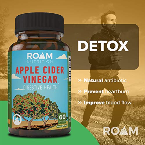 600mg Apple Cider Vinegar Pills - 60 Caps - Supports Weight Loss, All Natural Detox - High Potency - USA-Made, Non-GMO Dietary Supplement - Digestive Enzyme & Blood Circulation -by Roam Nutrition - Thumbnail 2