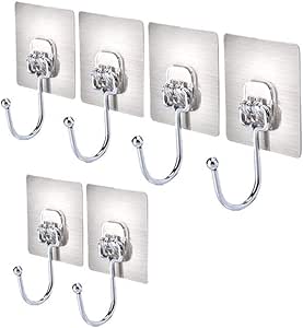 FFZW 6Piezas Ganchos Adhesivos Transparente Adhesivo Reutilizable