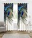 Ekavya Peacock Feather Printed Blackout Curtains for Living Room & Bedroom, Window Drapes with Grommets, Colorful and Modern Home Decor