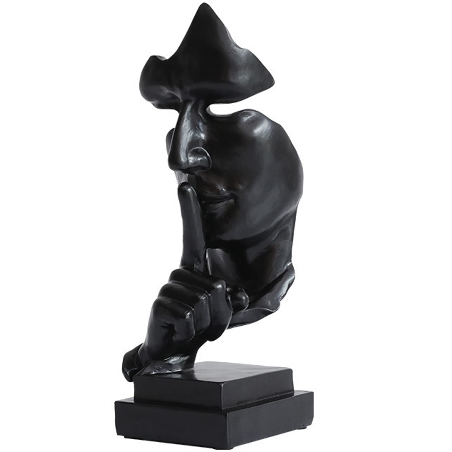 PIGPIGFLY Silence Is Gold Statue, Shelf Decoration, Abstract Sculpture, Statue of the Silent, Modern Living Room Ornaments (Black) — image 1