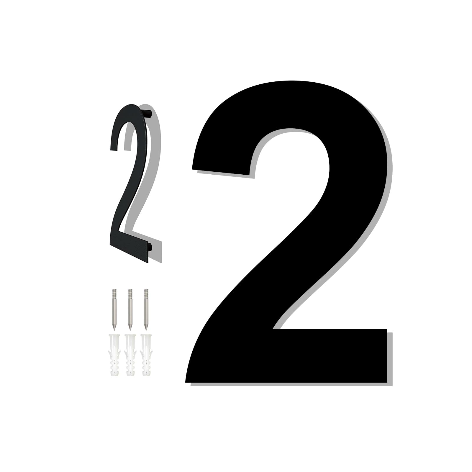 HKFENG 8 inch Large House Numbers Plates for Outside Floating Stainless Steel 304 Home Street Number Sign Door Numbers Screw On Address Door Number for Outside Easy to Install Matte Black