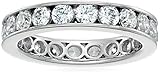 Platinum-Plated Sterling Silver Swarovski Zirconia Channel Set All-Around Band Ring