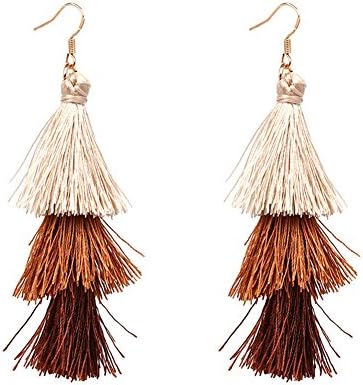 ALNDA Accessories Ball Bead Fringe Boho Dangle Earrings Soriee Drop Earrings Beaded Tassel Ear Drop Stud Ethnic Earrings Eardrop (3#)