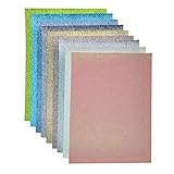 Faux Leather Glitter Canvas Sheets- 9 Pieces Assorted Colors A4 Size（8 X 12 Inch）Shiny Glitter Fabric Sheets for Bows, Earrings, Hair Accessories Making(9 Colors, Each Color One Sheet）
